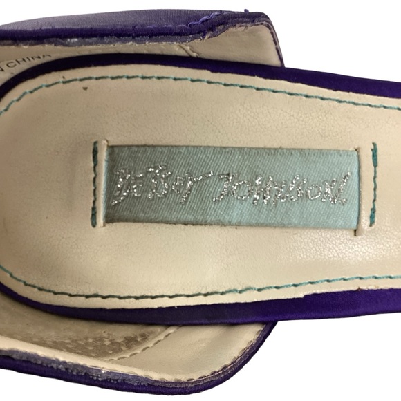 Betsey Johnson Gown Crystal Rhinestone Bow Stilettos Satin Purple - Picture 9 of 11